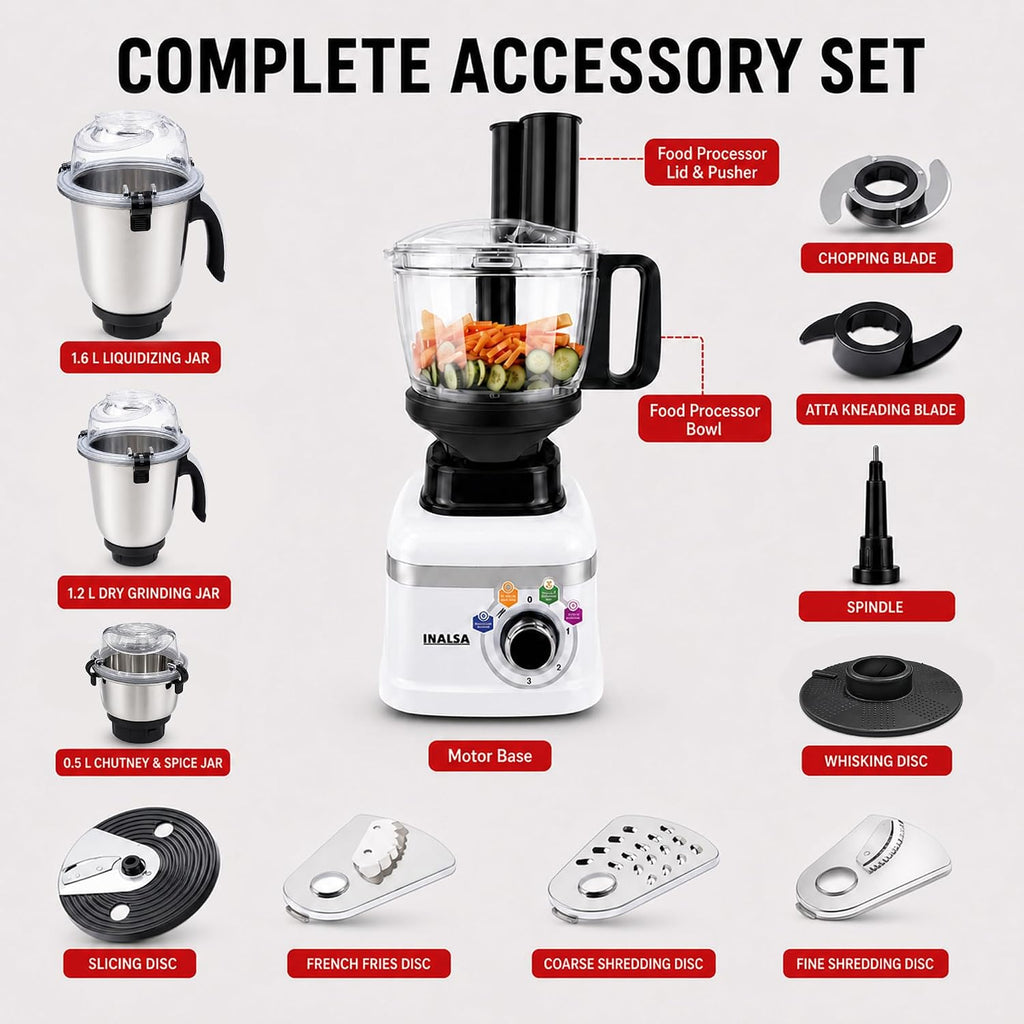 INALSA Mixer Grinder + food Processor|900W|7 Yr Warranty On Motor|Triton FP