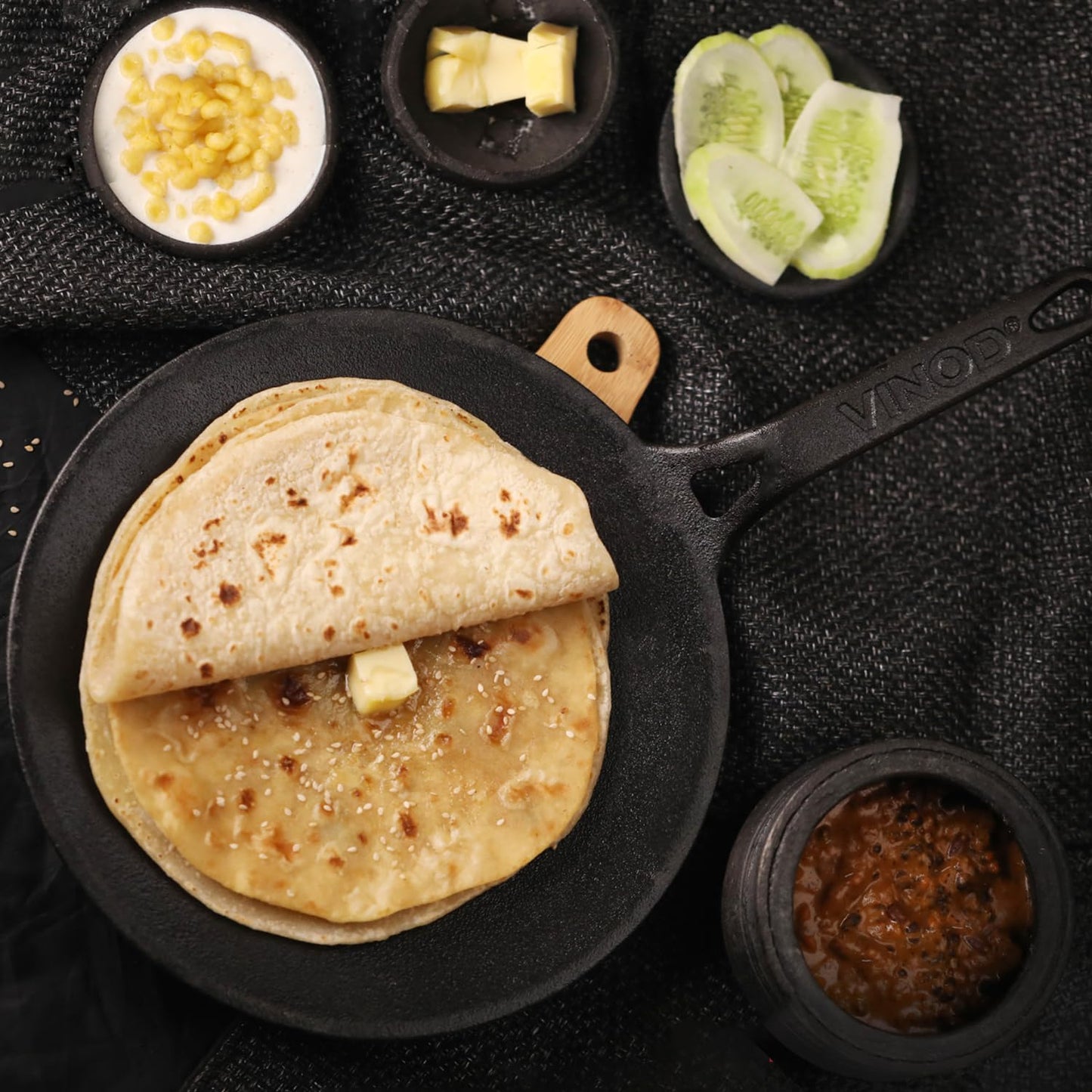 Vinod Legacy Cast Iron Roti Tawa 26 Cm | Pre-Seasoned Chapati/Phulka Tawa with Handle | Rust-Proof, Toxin-Free, Naturally Stick Free | Pure Cast Iron | Gas Compatible