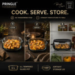 Pringle AirClear Glass Air Fryer 5.5L | Dual Bowl | 1500W | 8 Cooking Modes, 5.5 L total capacity with 4 L + 1.5 L glass bowls for flexible cooking and serving