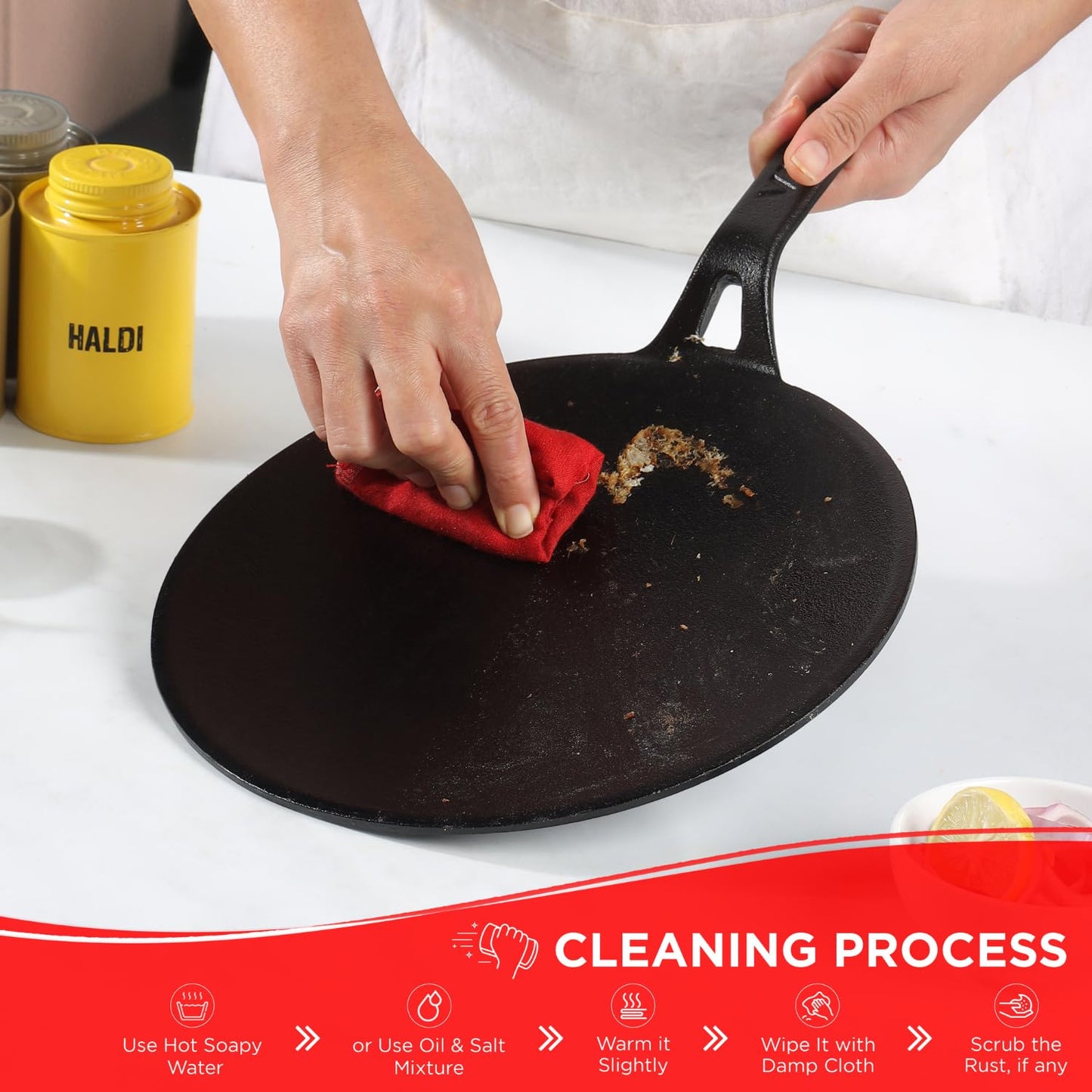 Vinod Legacy Cast Iron Roti Tawa 26 Cm | Pre-Seasoned Chapati/Phulka Tawa with Handle | Rust-Proof, Toxin-Free, Naturally Stick Free | Pure Cast Iron | Gas Compatible