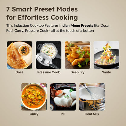 Prestige PIC 3.1 V3 2000 Watts Induction Cooktop | Patented Automatic Whistle Counter | 4KV Surge Protection | 7 Preset Indian Menu Options With Timer | Touch Button | Black | 1Y Warranty | BIS