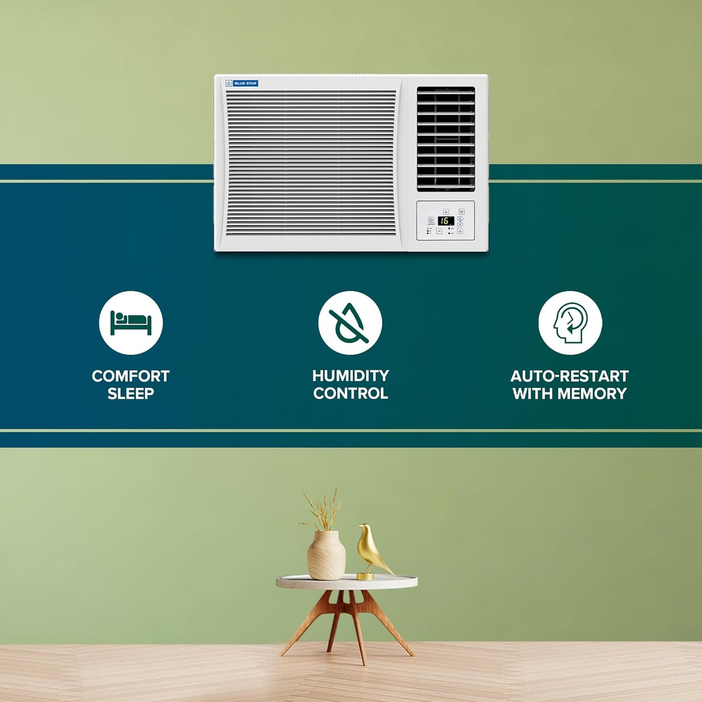 Bluestar 1.5 Ton 3 Star Fixed Speed Window AC (Copper, Turbo Cool, Fan Modes-Auto/High/Medium/Low, Hydrophilic Blue Fins, Dust Filters, Self-Diagnosis, 2024 Model, WFD318P, White)