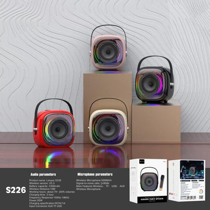 Lenyes S226 Bluetooth Party Speaker | 20W HD Sound | Wireless Karaoke Mic | 7H Playtime | RGB Lights | Bluetooth v5.3 | AUX/USB/TF Support | Type-C Fast Charging (Black)