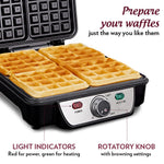 Borosil 1100W Jumbo Waffle Maker | Can Make 4 Waffles At a Time | Non-Stick Coating Plates Opens to 105°, BPA & PTFE Free | Power Indicators | 2 Year Warranty