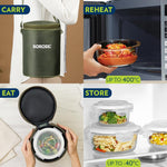 Borosil Eateasy Borosilicate Glass Lunchbox with Bag | 3 pc Round Container Set (400 ml Each) | Microwave & Dishwasher Safe, Leakproof | Tiffin for Office, School, College | Transparent