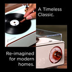 Pebble Newly Launched Disc Retro Bluetooth Speaker with Clock | Rotating Disk LP Design| 8W Sound | 1200mAh Battery | TypeC Charging | Premium Build - Pink