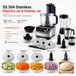 INALSA food processor for kitchen with Mixer Grinder Juicer|1200 Watt Copper Motor|3 Jars|2.5 L Processing Jar|Chopping & Kneading Blade|Centrifugal/Citrus Juicer|Shredding|Slicing-INOX 1200