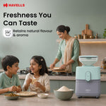 Havells Nutri Grind Atta Mill| 400W High Torque Induction Motor | 1400 RPM Slow Speed Grinding | Quality Coarse Stones | 2 Yr Manufacturer Warranty| Grey & Pista Green