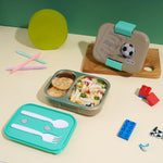Nayasa Marco 2 Compartment Stainless Steel Insulated Lunch Box for Kids Boys | Football Champion Print | Vacuum Sealed Leak Proof Tiffin Box | 650 ml | Grey
