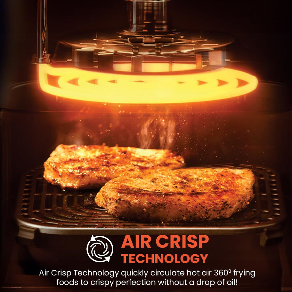 INALSA Air Fryer Oven 2100 W|18 L Capacity|8 Preset Functions with Roast,Reheat,Dehydrate,Bake|LED Touch Display|Rotisserie & Convection|10 Accessories|2 Yr Warranty|Recipe Book, Aero Crisp Pro18 Grey