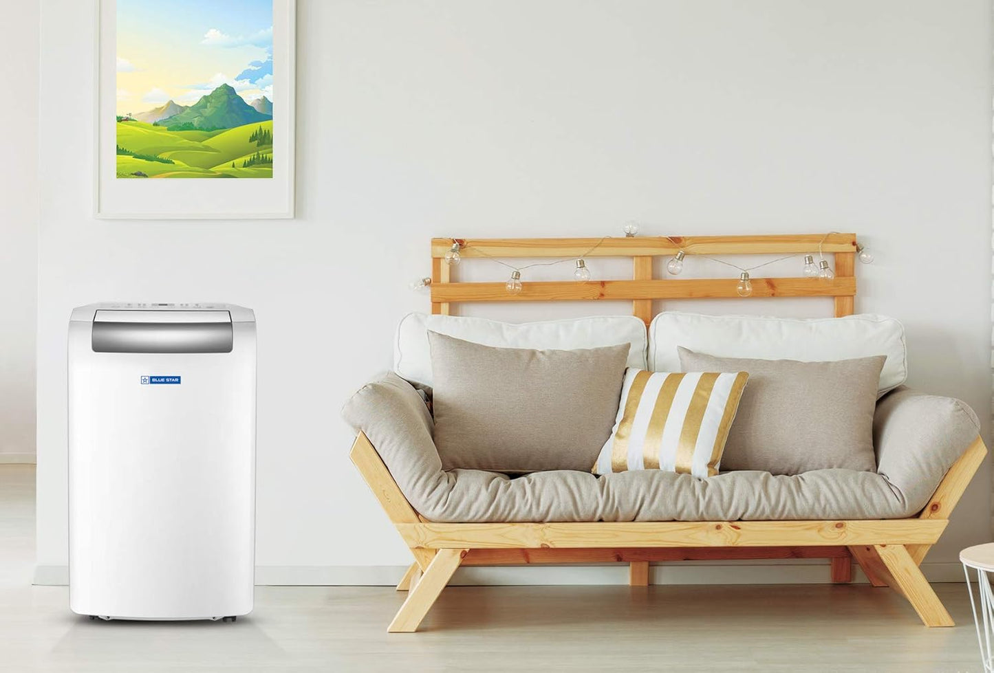 Blue Star 1.1 Ton Fixed Speed Portable AC (Copper, Anti Bacterial Silver Coating, Self Diagnosis, Comfort Sleep, Auto Mode, Remote Control Operations, Gold Fins, PC12DB, White)