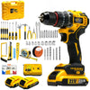 XLNT 21V Cordless Brushless Drill Set, Power Drill Kit with 2 Batteries & Charger, Impact Drill Driver with 3/8