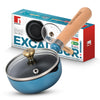 BERGNER Excalibur Lightweight Cast Iron Tadka Pan with Lid 12cm, Non-Stick Vaghar Pan, PFAS Free, Perfect Heat Distribution, Elegant Design, Silicone Grips - Induction and Gas Stove Ready (Blue)