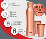 MILTON Copperas Gift Set of 2 bottles, 950ml with 2 pc Tumbler, 100% Pure Copper, BPA Free, Leak Proof, Office Bottle, Boosts Immunity, Supports Digestive & Liver Health, Ayurveda Inspired