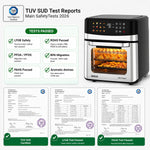 INALSA Air Fryer Oven|12L,1700W|Stainless Steel Body|12-in-1 Functions,Fry,Bake,Grill,Dehydrate&Reheat|12 Preset|Rotisserie&Convection|Dishwasher Safe Accessories|2Yr Warranty,2025Model AeroCrisp 12
