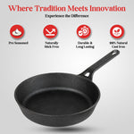 Vinod Legacy Pre Seasoned Cast Iron/Loha Frypan - 22 cm | Naturally Non Stick Skillet Pan for Frying | 100% Pure | Toxin Free, Enamel Free | Rust Proof | Gas Base