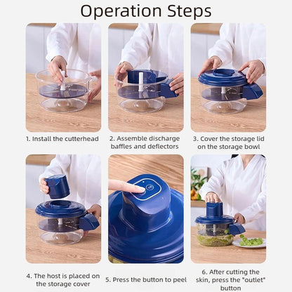 Electric Automatic Fruit & Vegetable Peeler - Rechargeable 50W 1300mAh High-Power Peeler for Potatoes, Garlic, Grapes, Tomatoes & More | 5-Blade Smart Kitchen Tool for Home, Shop & Restaurant Use