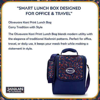 Oliveware TESO Musk Lunch Box | 3 Microwave-Safe Containers (2×420ml, 1×620ml) + 750ml Steel Bottle + 130ml Pickle Box + Steel Cutlery | Premium Carry Bag | Freezer & Dishwasher Safe (Blue)