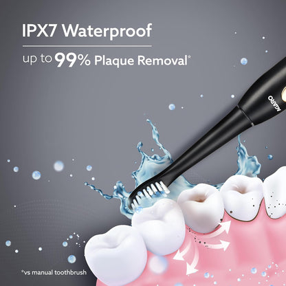 AGARO COSMIC LITE Sonic Electric Tooth Brush For Adults With 5 Modes, 2 Brush Heads & Rechargeable With 4 Hours Charge Lasting Up To 25 Days, Power Toothbrush, (Black)