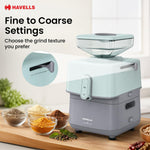 Havells Nutri Grind Atta Mill| 400W High Torque Induction Motor | 1400 RPM Slow Speed Grinding | Quality Coarse Stones | 2 Yr Manufacturer Warranty| Grey & Pista Green