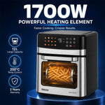 INALSA Air Fryer Oven|12L,1700W|Stainless Steel Body|12-in-1 Functions,Fry,Bake,Grill,Dehydrate&Reheat|12 Preset|Rotisserie&Convection|Dishwasher Safe Accessories|2Yr Warranty,2025Model AeroCrisp 12