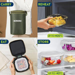 Borosil Eateasy Borosilicate Glass Lunchbox with Bag | 3 pc Square Container Set (320 ml Each) | Microwave & Dishwasher Safe, Leakproof | Tiffin for Office, School, College | Transparent