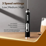 AGARO Royal Milk, 3‑Speed Electric for Coffee with Whisk and, Mixer, Stand‑up Design, for Cream (Whisk Milk), Rechargeable, Stainless Steel