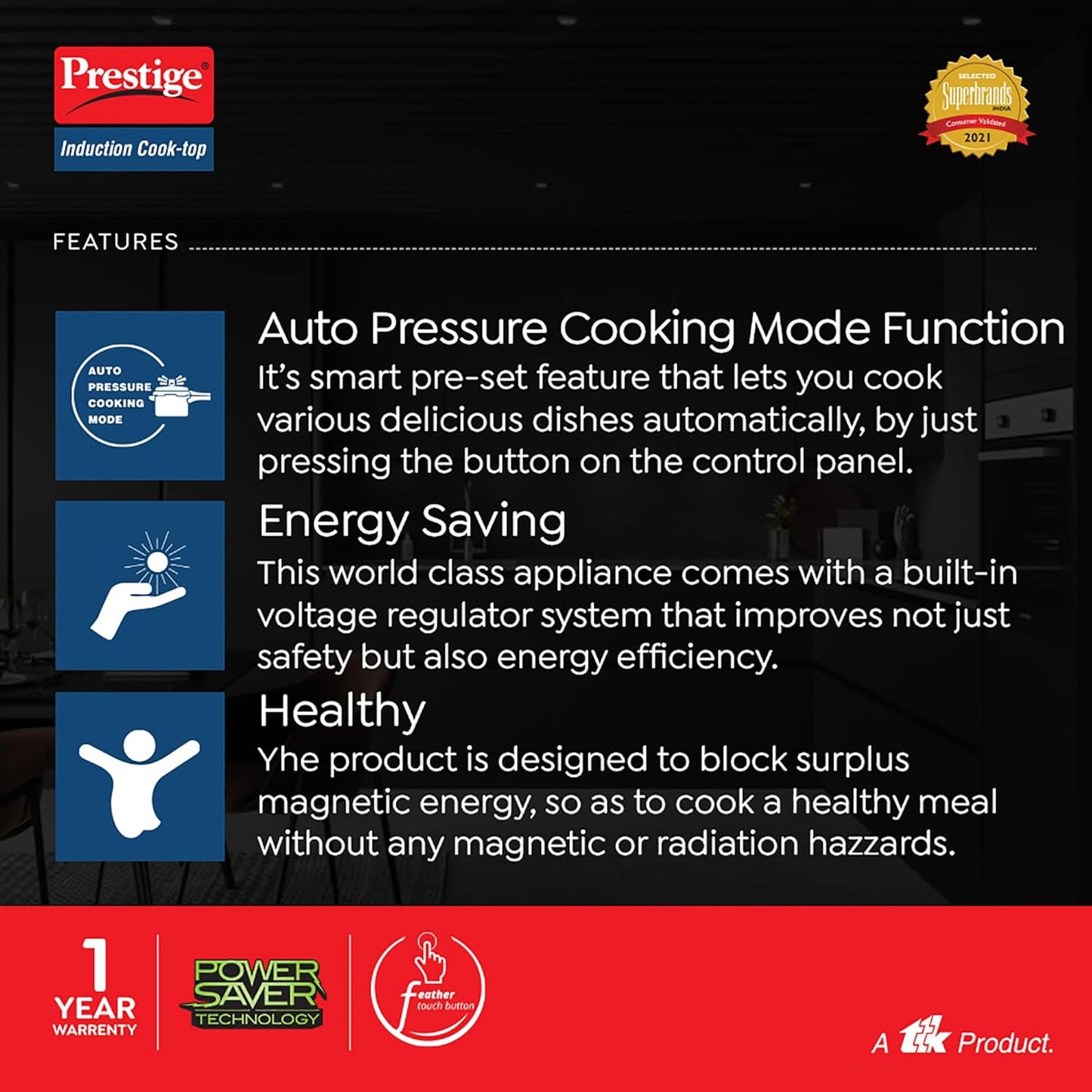 Prestige PIC 31.0 V4 2000W Induction Cook-Top(Black, Automatic Whistle Counter, Power Saving Technology)