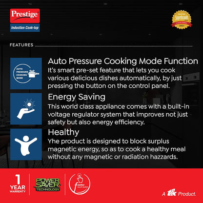 Prestige PIC 31.0 V4 2000W Induction Cook-Top(Black, Automatic Whistle Counter, Power Saving Technology)