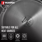 BERGNER Hi-Tech Giro Triply Stainless Steel 28cm Dosa Tawa, Honeycomb Mesh Non-Stick Coating, PFOA Free, Even Heat Distribution, Sturdy and Durable Stay Cool Handle - Induction and Gas Stove Ready