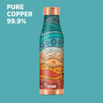 MILTON Amaya Copper Drinkware Gift Set | 99.9% Pure Copper Water Bottle 850ml With 2 Glasses 280ml | Anti Oxidant Prosperities | Traditional Art Design | Gifting Item for Diwali, Festive Occasions