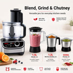 INALSA food processor for kitchen with Mixer Grinder Juicer|1200 Watt Copper Motor|3 Jars|2.5 L Processing Jar|Chopping & Kneading Blade|Centrifugal/Citrus Juicer|Shredding|Slicing-INOX 1200