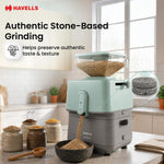 Havells Nutri Grind Atta Mill| 400W High Torque Induction Motor | 1400 RPM Slow Speed Grinding | Quality Coarse Stones | 2 Yr Manufacturer Warranty| Grey & Pista Green