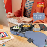 Jaypee Plus Tripot Electric Lunch Box with 3 Removable Stainless Steel Containers 250 ml x3 with Power Cord |Air Vent on Lid |Leakproof Silicon Seal|LED Indicator |Shockproof | Blue