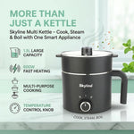 Skyline Multi-Purpose Electric Kettle with Steamer and Egg Boiler, 1.5L, 600W, Temperature Control, VTL-9091 (Black)