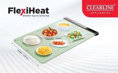 Clearline FlexiHeat 400W Food Warming Mat | Rollable & Portable Buffet Food Warmer | Digital Temperature Control (40°C–100°C) | 6-Hour Timer | Safe Silicone Surface | Sage Green