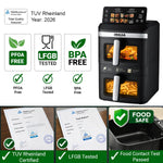 INALSA Double Basket Air Fryer 2800W & 14 L (7L+7L) Large Capacity |Non Toxic,BPA Free|PFOA Food Safety Certified|Cook 2 Full Meals Together|Flip Digital Screen|NutriFry DuoSlim