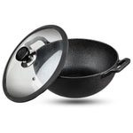 Vinod Legacy Cast Iron Kadai with Glass Lid 2.4L (22 cm) | Pre-Seasoned & Stick-Free | Ideal for Sabzi, Frying & Curries | 100% Pure & Toxin-Free | Safety Sleeve | Rust Resistant