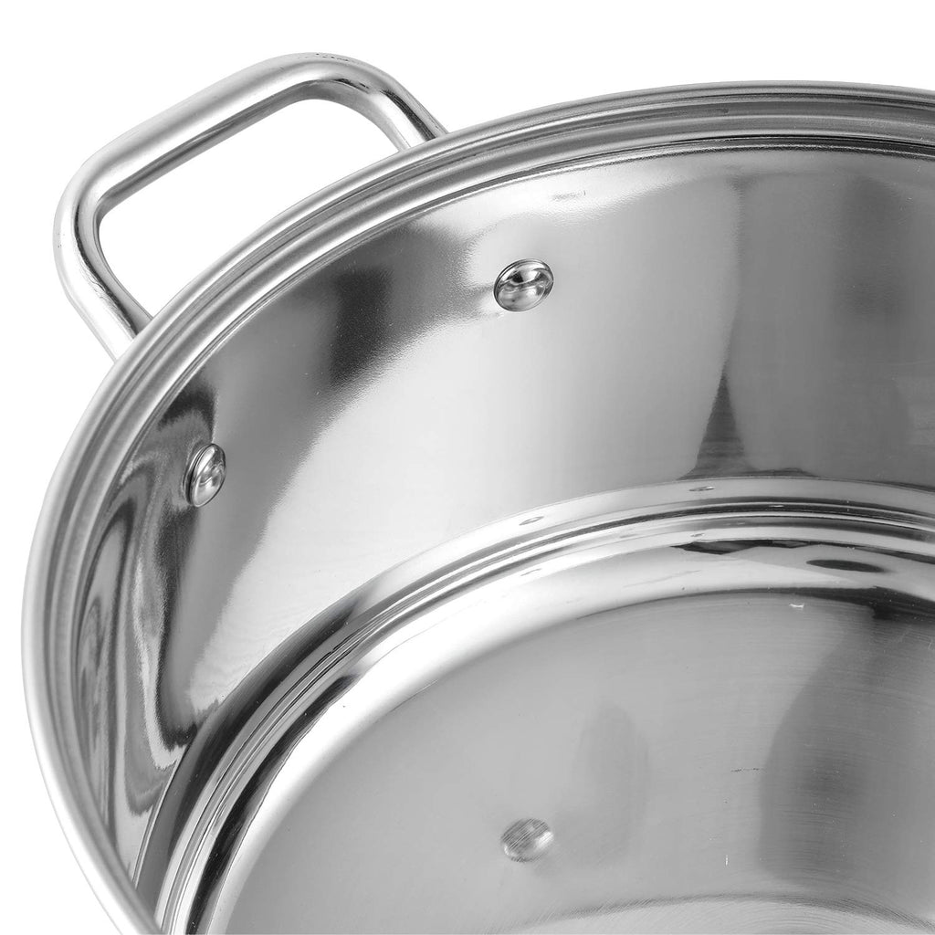 Vinod Roma Saucepot Stainless Steel Set of 2 with Glass Lid | 1.1 and 1.5 Litre | Biryani Pot | Sandwich Bottom | Rivetted Handle| Induction & Gas Base | 2 Year Warranty