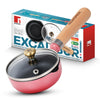 BERGNER Excalibur Lightweight Cast Iron Tadka Pan with Lid 12cm, Non-Stick Vaghar Pan, PFAS Free, Perfect Heat Distribution, Elegant Design, Silicone Grips - Induction and Gas Stove Ready (Pink)