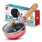 BERGNER Excalibur Lightweight Cast Iron Tadka Pan with Lid 12cm, Non-Stick Vaghar Pan, PFAS Free, Perfect Heat Distribution, Elegant Design, Silicone Grips - Induction and Gas Stove Ready (Pink)