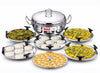 Vinod Stainless Steel Deluxe Multi Kadai with 6 Plates - 26cm, 2 Idli, 2 Dhokla,1 Patra and 1 Mini Idli Plate | Dhokla and Momos Steamer, Maker,Induction Friendly, 3.8 litres