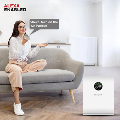 Honeywell New Launch Air Purifier for Home, 4-stage filtration, Covers 589 sq.ft,H13 HEPA Filter, WiFi App&Voice Control, Filter Life Upto 9000 Hrs, Removes 99.99%PM2.5, AQI LED Display - Air Touch V5
