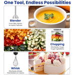INALSA Hand Blender 1000 Watts with Chopper, Whisker| Variable Speed & Turbo Speed Function|100% Copper Motor|0.6Liter|Low Noise |Anti-Splash Technology|Home&kitchen|2 Year Warranty (Robot Inox 1000E)
