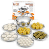 Kraft Stainless Steel Multi Kadai/Idli Maker | 5 L, 28 cm, 6 Plates | 2 Idli, 2 Dhokla, 1 Patra & Mini Idli | Induction & Gas Compatible Momo/Modak Pot | 6 in 1 Multipurpose steamer for cooking