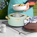 JAYPEE Luxura Klass Set Inner Steel Serving Casserole Set of 3 Toughened Glass Lid Advanced PU Insulated 100% Food Grade Lockable Hot Box Easy to Keep Roti, Pulao & More|1500, 2000, 2500 ml,Green