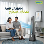 Symphony Surround-i Bladeless Tower Fan for Room | High-Speed with Swivel Action, Touchscreen Control Panel & Remote | 1 Year Warranty | Grey