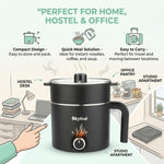 Skyline Multi-Purpose Electric Kettle with Steamer and Egg Boiler, 1.5L, 600W, Temperature Control, VTL-9091 (Black)
