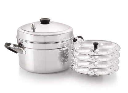 Komal Small Idly Cooker with 4 x 4 Idly Stand,Silver