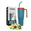 Vesta1200ml Stainless Steel Hot & Cold Tumbler | Double Insulated | BPA Free,Leak Proof | Fruit Infuser for Making Detox Water | SS Straw & Soft Handle | Use in Gym, Office & Car (Royal Green)